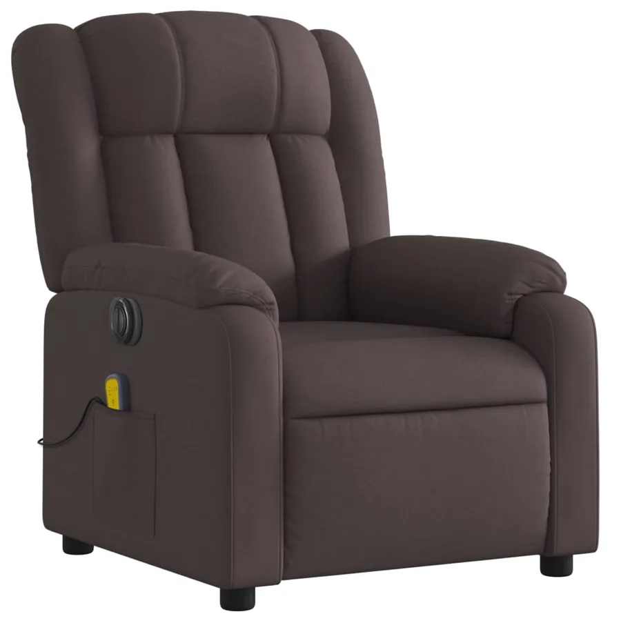 Fauteuil inclinable de massage électrique Marron foncé Tissu - 4