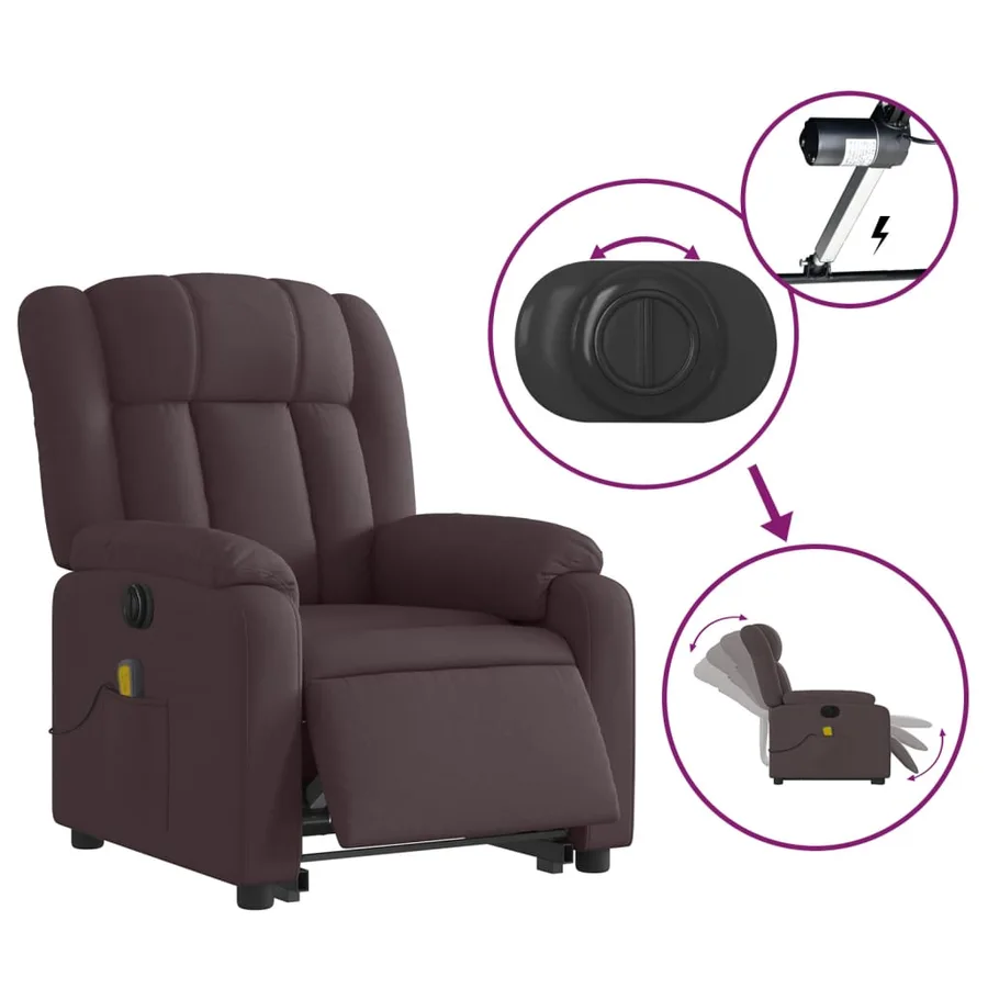 Fauteuil inclinable de massage électrique Marron foncé Tissu - 6