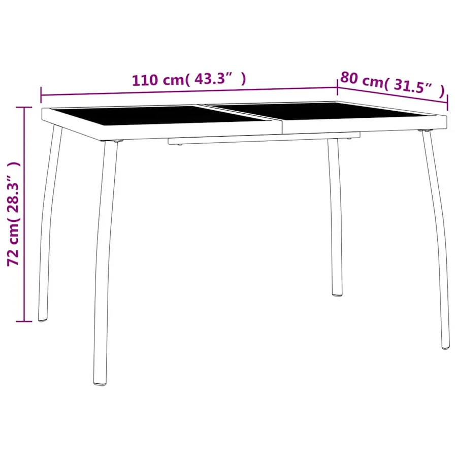 Ensemble à manger de jardin 5 pcs anthracite acier - 10