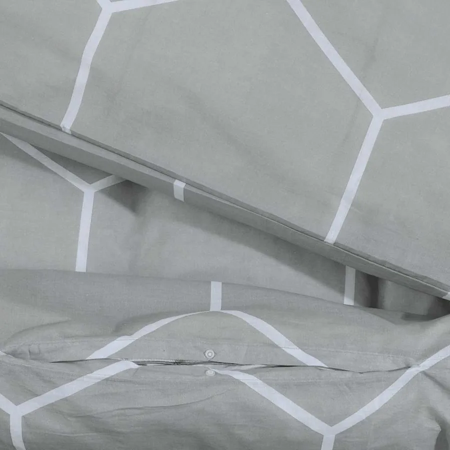Ensemble de housse de couette Gris 220x240 cm Coton - 4