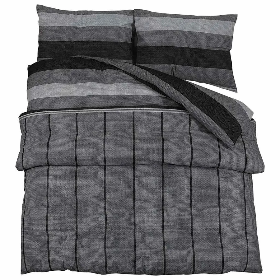 Ensemble de housse de couette gris foncé 155x220 cm Coton - 2