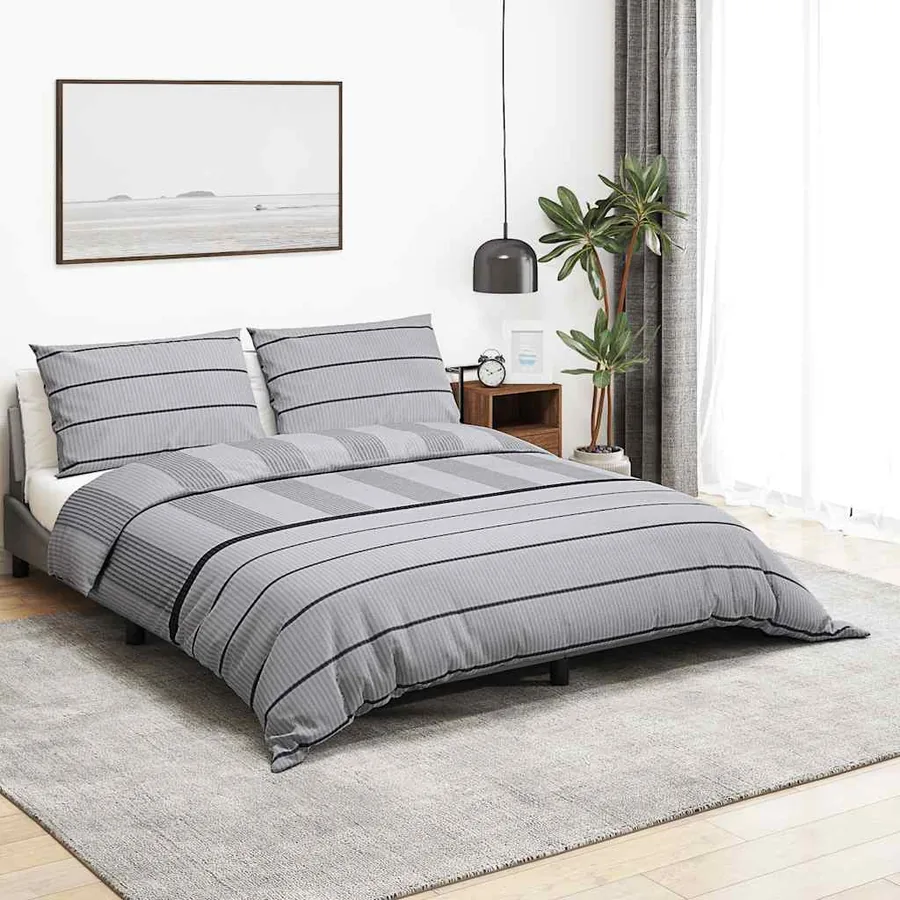 Ensemble de housse de couette Gris 260x240 cm Coton