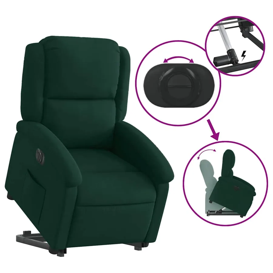 Fauteuil inclinable électrique vert foncé velours - 11