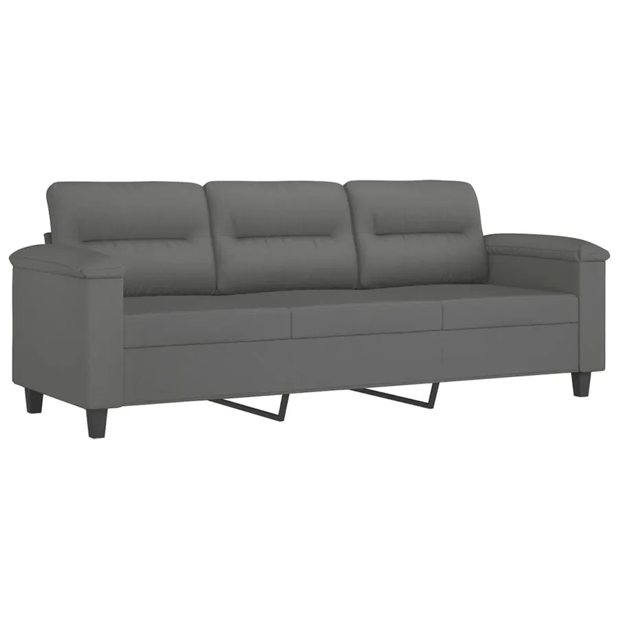 Ensemble de canapés 3 pcs coussins Gris foncé Tissu microfibre - 4