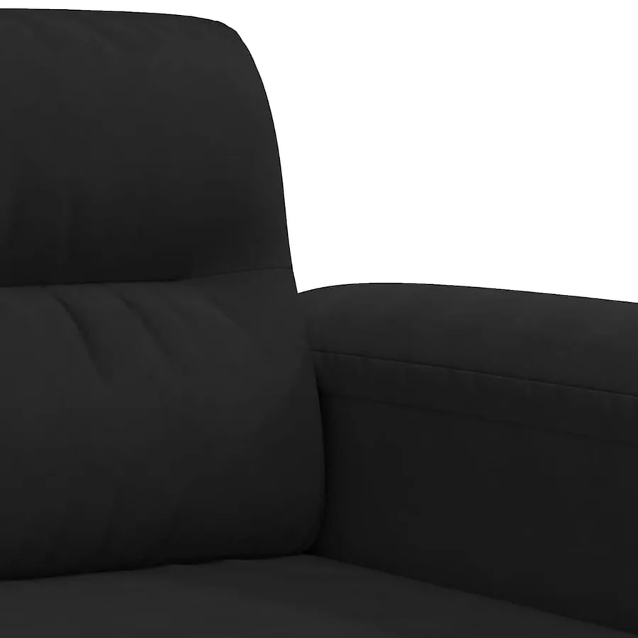 Canapé à 2 places Noir 140 cm Tissu microfibre - 7