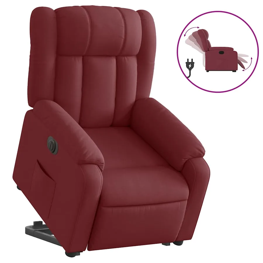 Fauteuil inclinable électrique rouge bordeaux tissu - 3