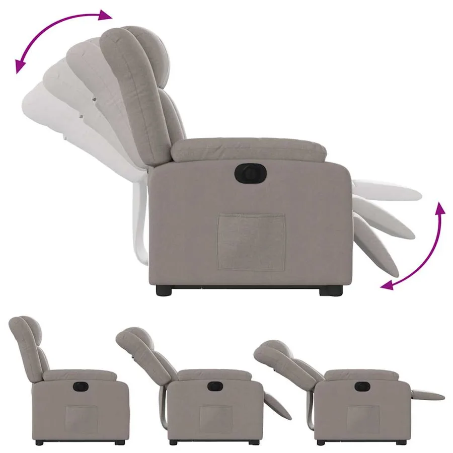 Fauteuil inclinable électrique taupe tissu - 7