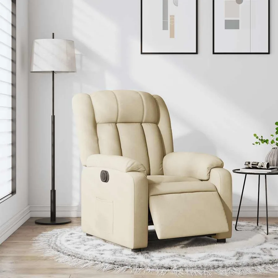 Fauteuil inclinable électrique Crème Tissu - 15