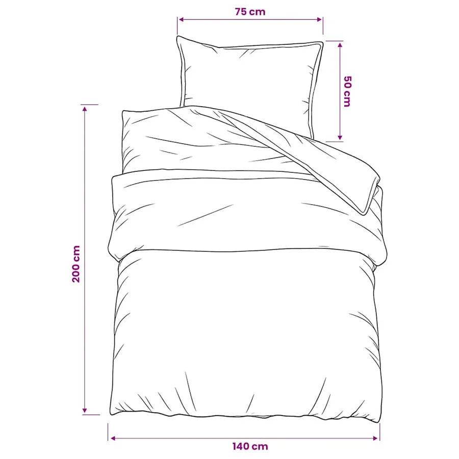 Ensemble de housse de couette Gris 140x200 cm Coton - 6