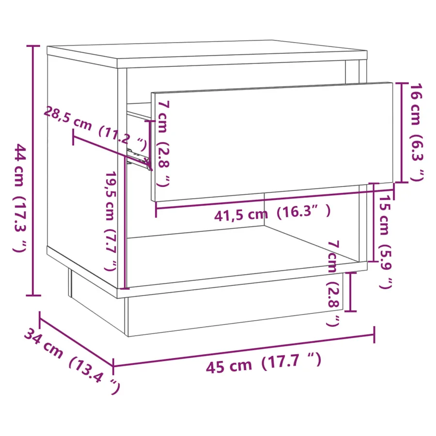 Tables de chevet 2 pcs Blanc 45x34x44 cm bois d'ingénierie - 9