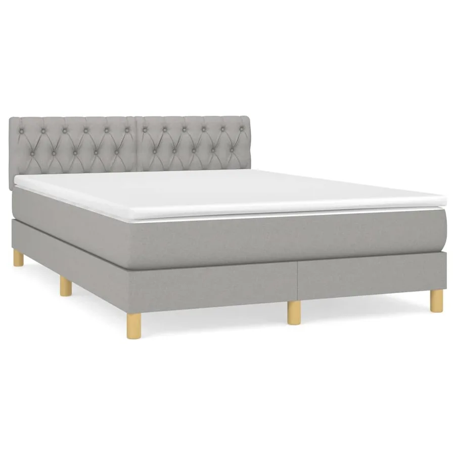 Sommier à lattes de lit avec matelas Gris clair 140x190cm Tissu - 2