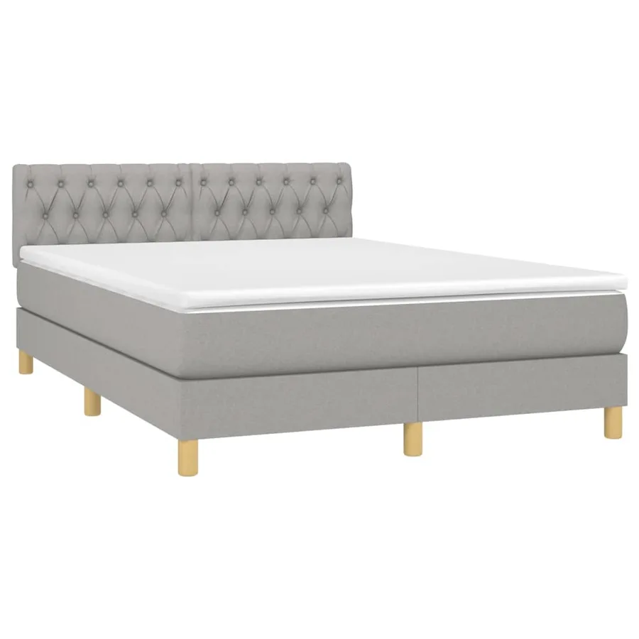Sommier à lattes de lit avec matelas Gris clair 140x190cm Tissu - 3