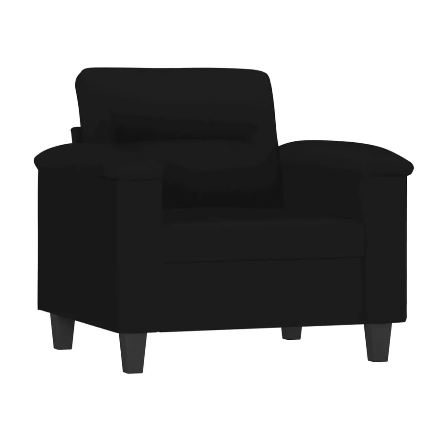 Ensemble de canapés 3 pcs avec coussins Noir Tissu microfibre - 3
