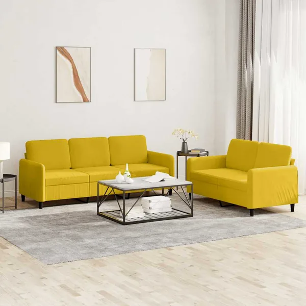 Ensemble de canapés 2 pcs jaune velours