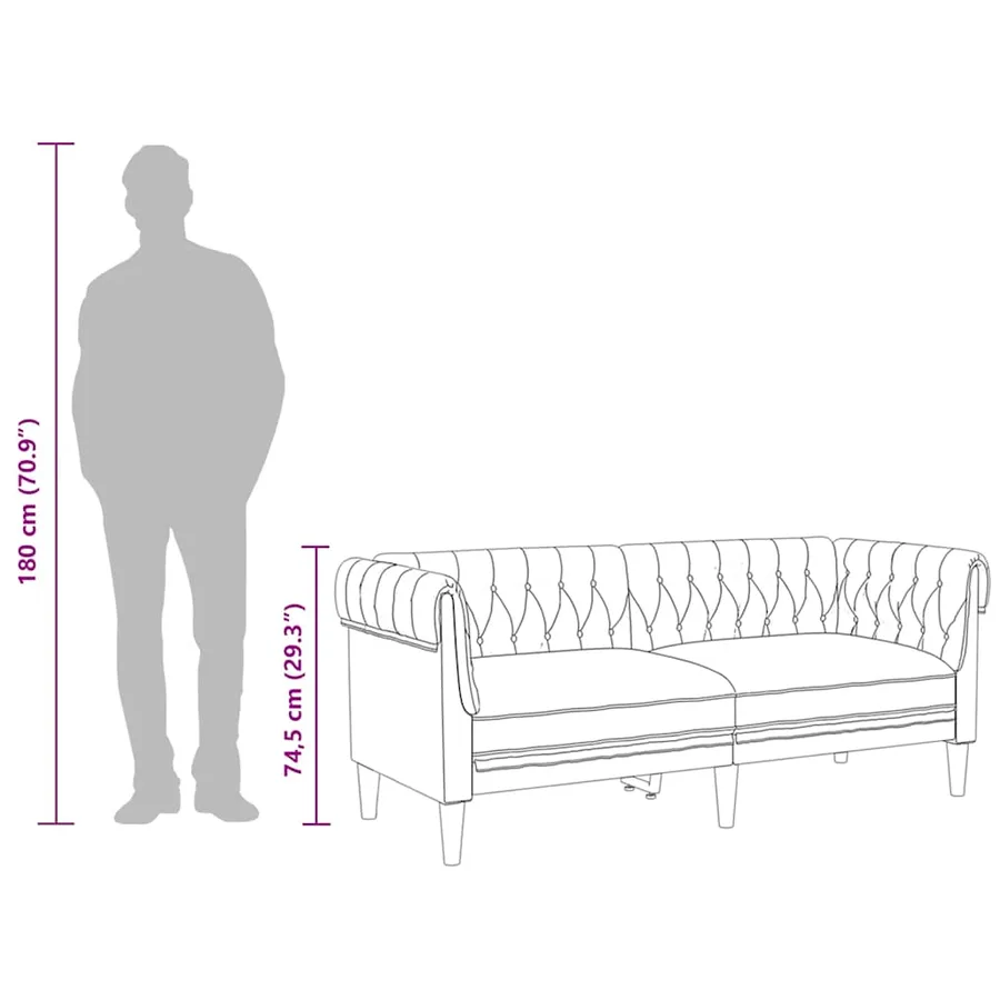 Canapé Chesterfield 2 places marron tissu - 10