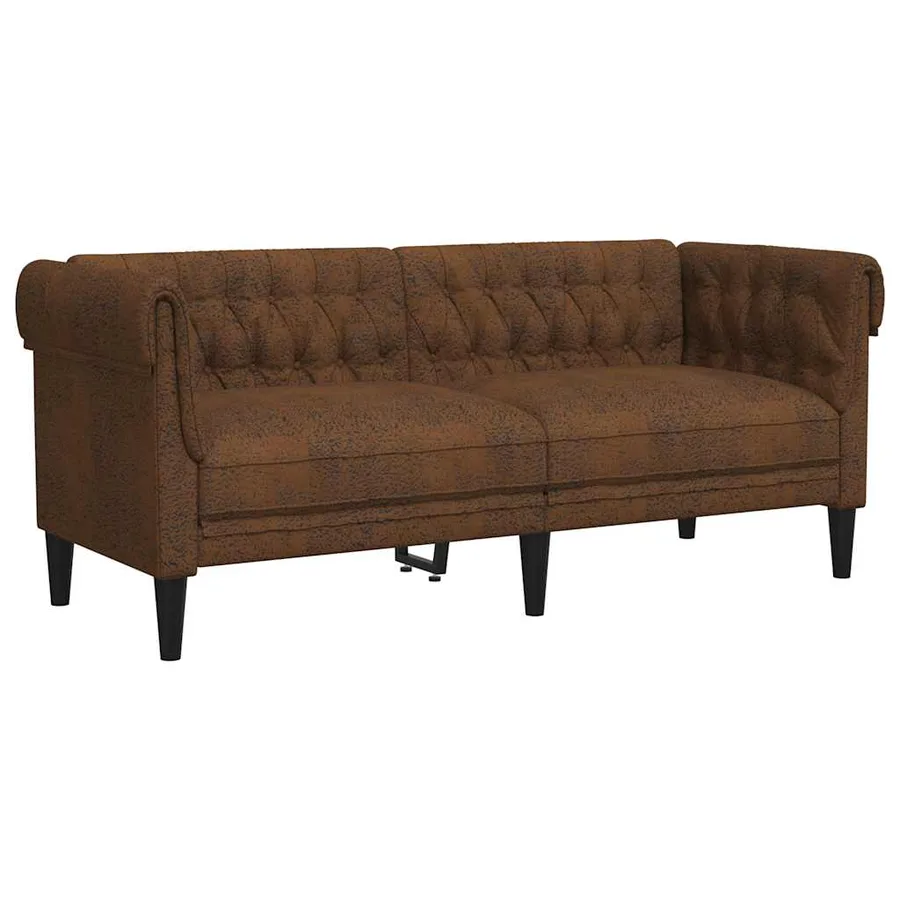 Canapé Chesterfield 2 places marron tissu - 2