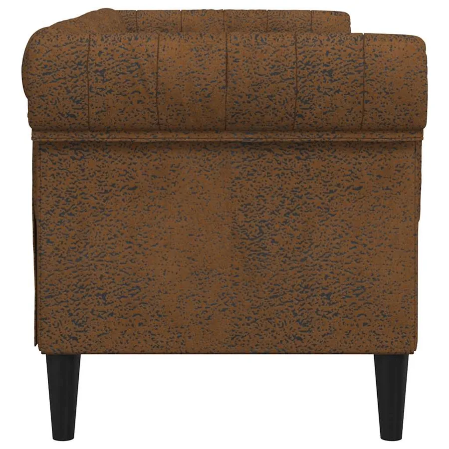 Canapé Chesterfield 2 places marron tissu - 5