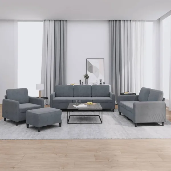 Ensemble de canapés 4 pcs gris foncé velours