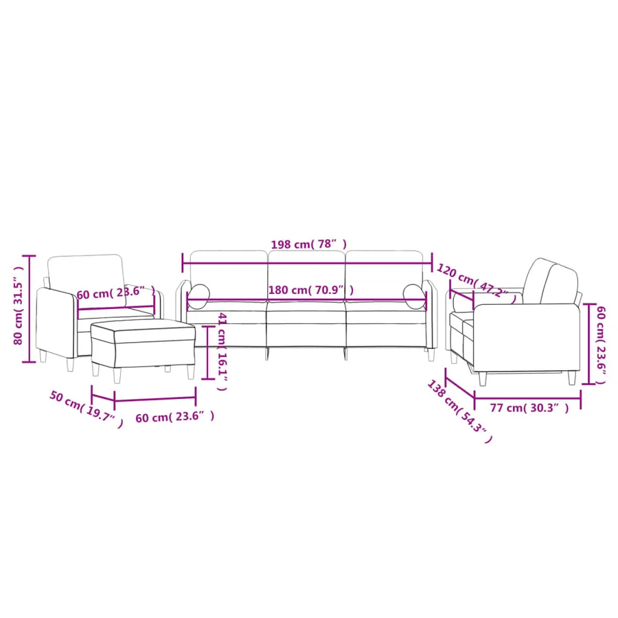 Ensemble de canapés 4 pcs avec coussins gris clair velours - 11