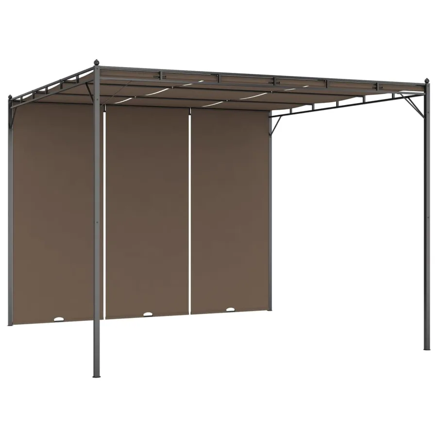 Belvédère de jardin avec rideau latéral 3x3x2,25 m Taupe - 2
