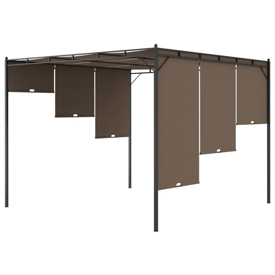 Belvédère de jardin avec rideau latéral 3x3x2,25 m Taupe - 6