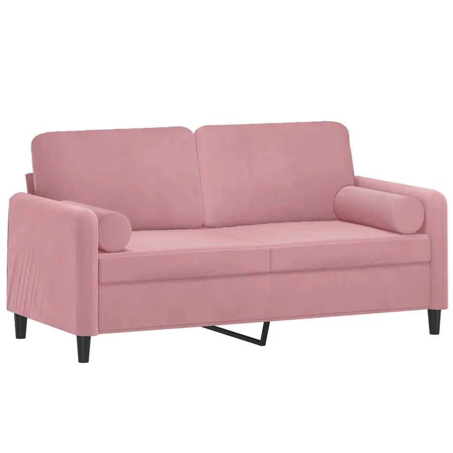 Canapé 2 places avec oreillers décoratifs rose 140 cm velours - 3