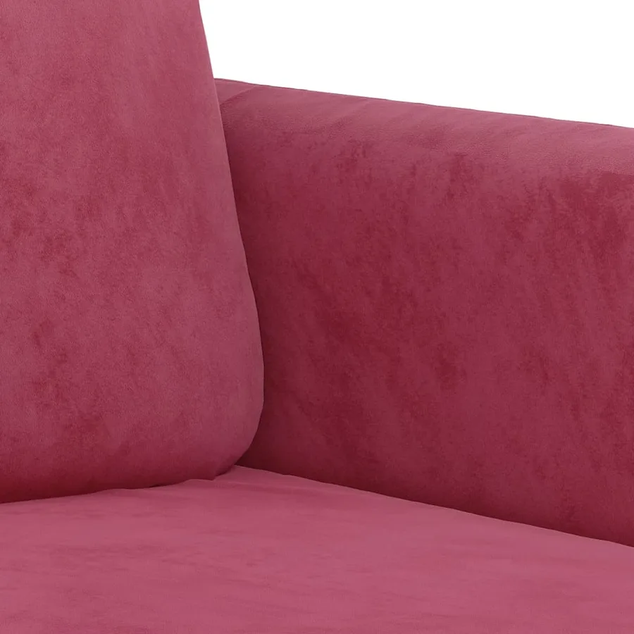 Ensemble de canapés 3 pcs avec coussins rouge bordeaux velours - 7