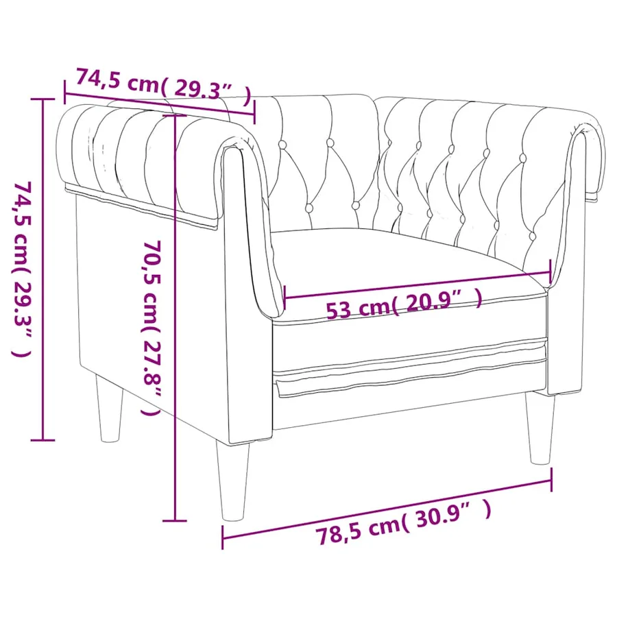 Fauteuil Chesterfield taupe tissu - 9