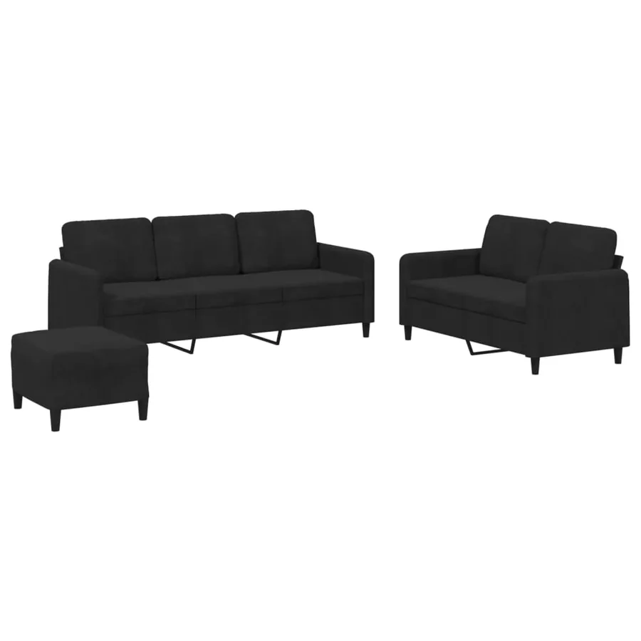 Ensemble de canapés 3 pcs noir velours - 2