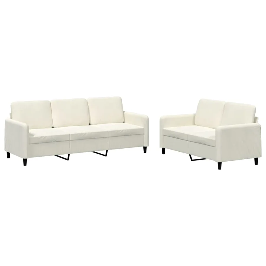 Ensemble de canapés 2 pcs crème velours - 2