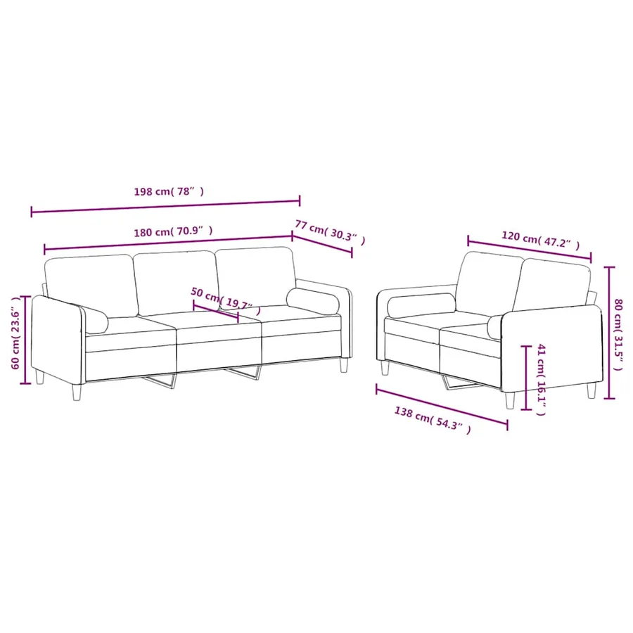 Ensemble de canapés 2 pcs avec coussins vert foncé velours - 8