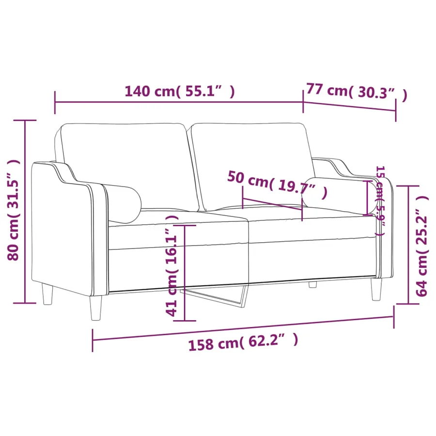 Canapé 2 places avec oreillers jaune clair 140 cm tissu - 8