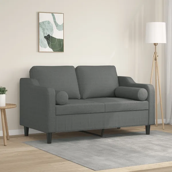 Canapé 2 places avec oreillers gris foncé 120 cm tissu