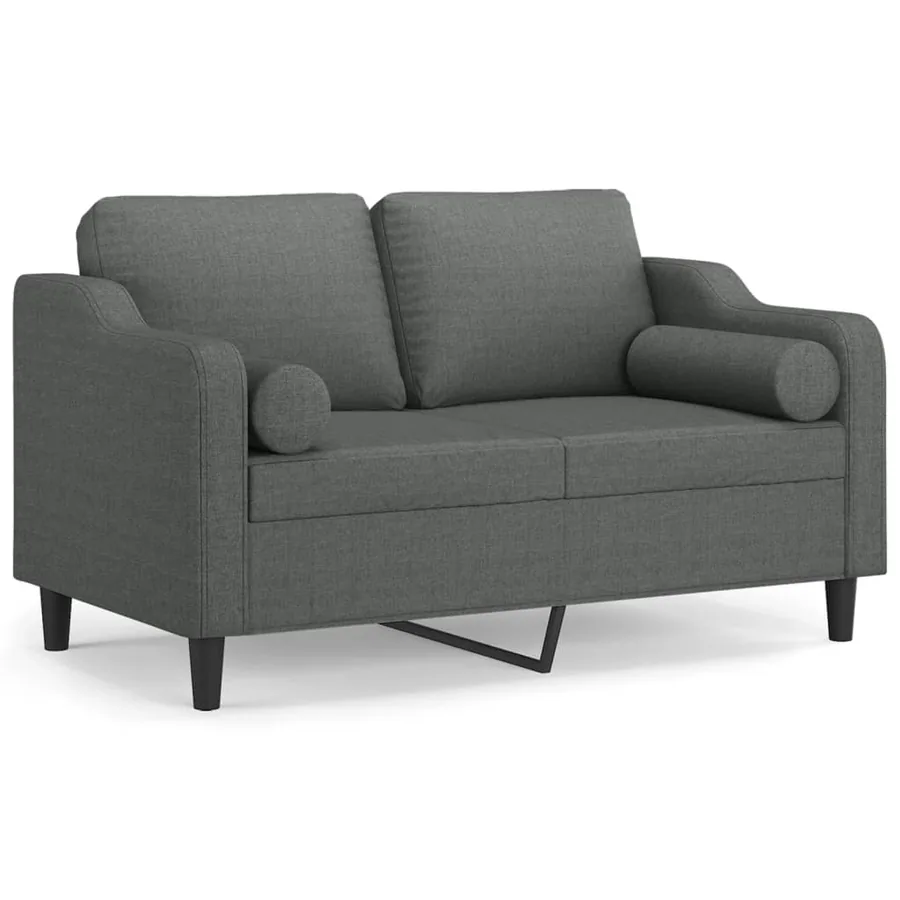 Canapé 2 places avec oreillers gris foncé 120 cm tissu - 2