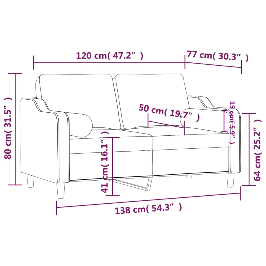 Canapé 2 places avec oreillers gris foncé 120 cm tissu - 8