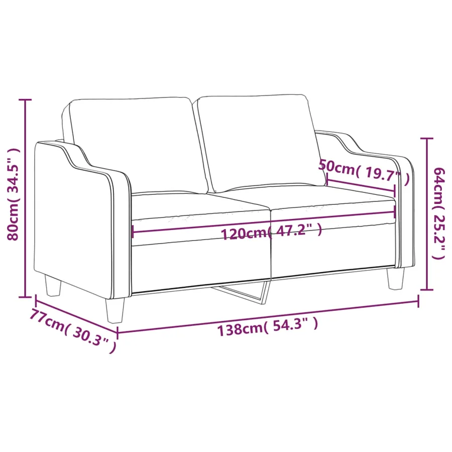 Canapé à 2 places Gris foncé 120 cm Tissu - 8
