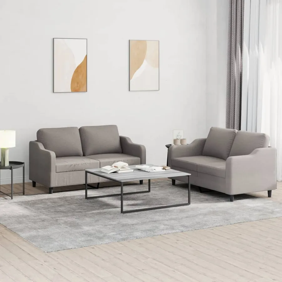 Ensemble de canapés 2 pcs avec coussins Taupe Tissu