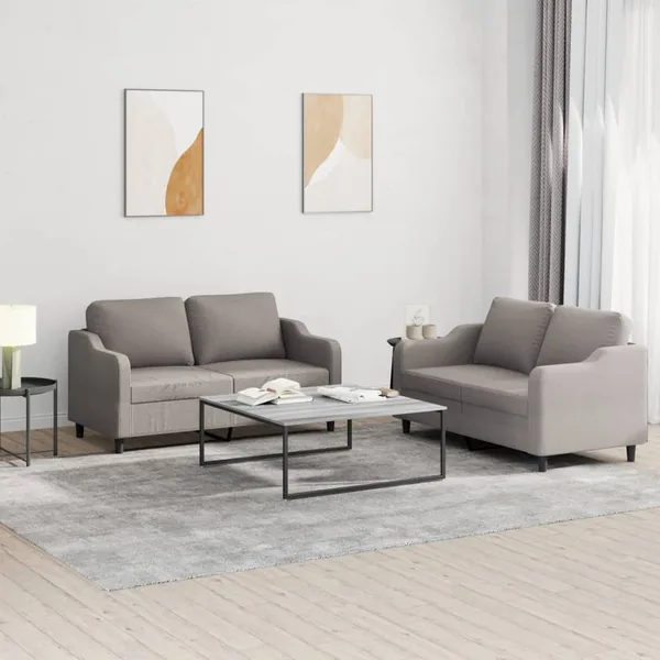 Ensemble de canapés 2 pcs avec coussins Taupe Tissu