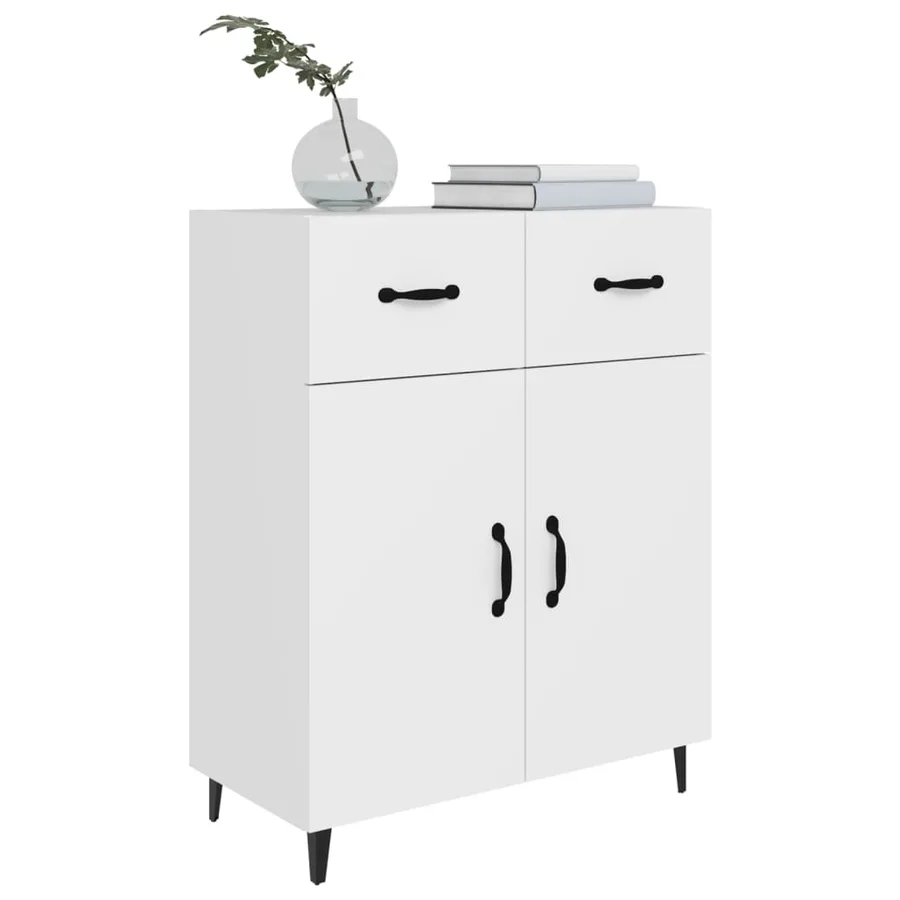 Buffet blanc 69,5x34x90 cm bois d'ingénierie - 4