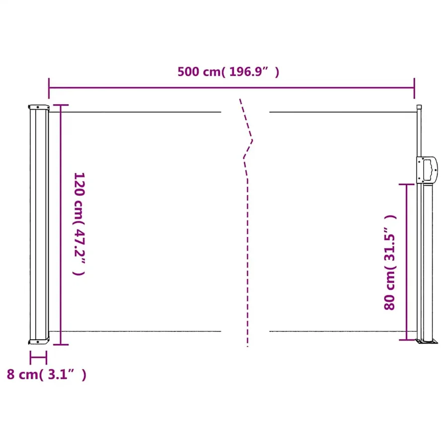 Store latéral rétractable Anthracite 120 x 500 cm - 11