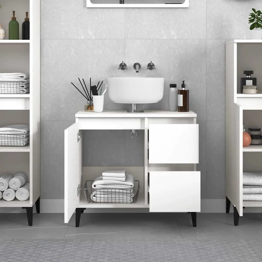 Armoire de salle de bain blanc 65x33x60 cm bois d'ingénierie - 3
