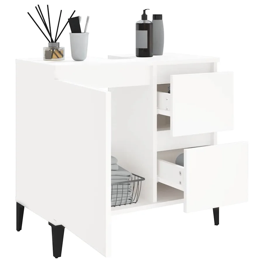 Armoire de salle de bain blanc 65x33x60 cm bois d'ingénierie - 4