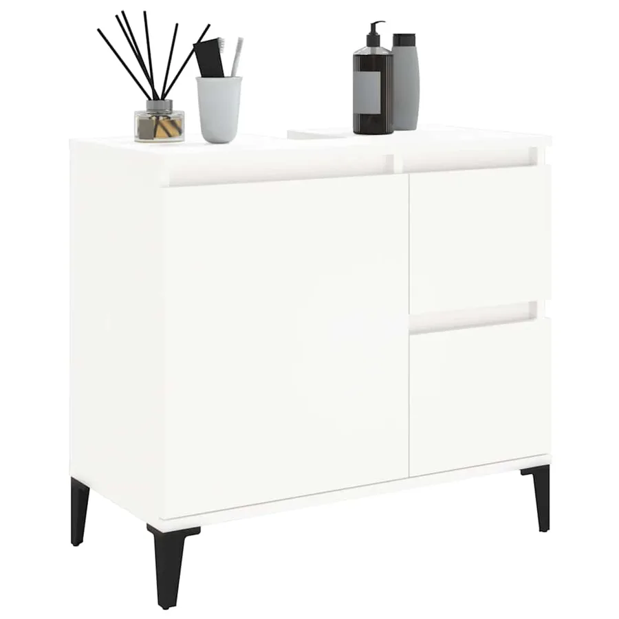 Armoire de salle de bain blanc 65x33x60 cm bois d'ingénierie - 5