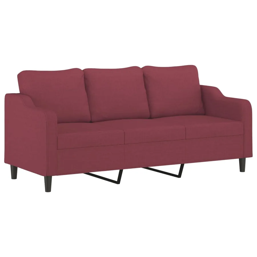 Ensemble de canapés 2 pcs avec coussins Rouge bordeaux Tissu - 4