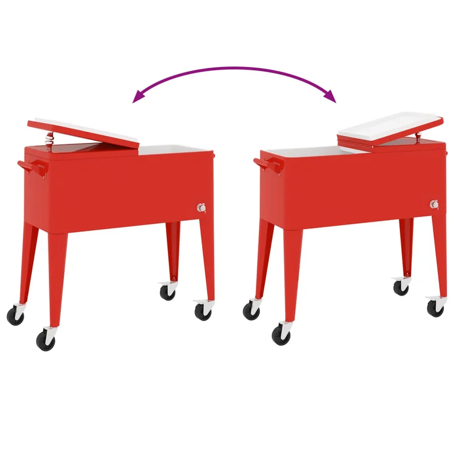 Chariot à roulettes pour glacières rouge 92x43x89 cm - 7