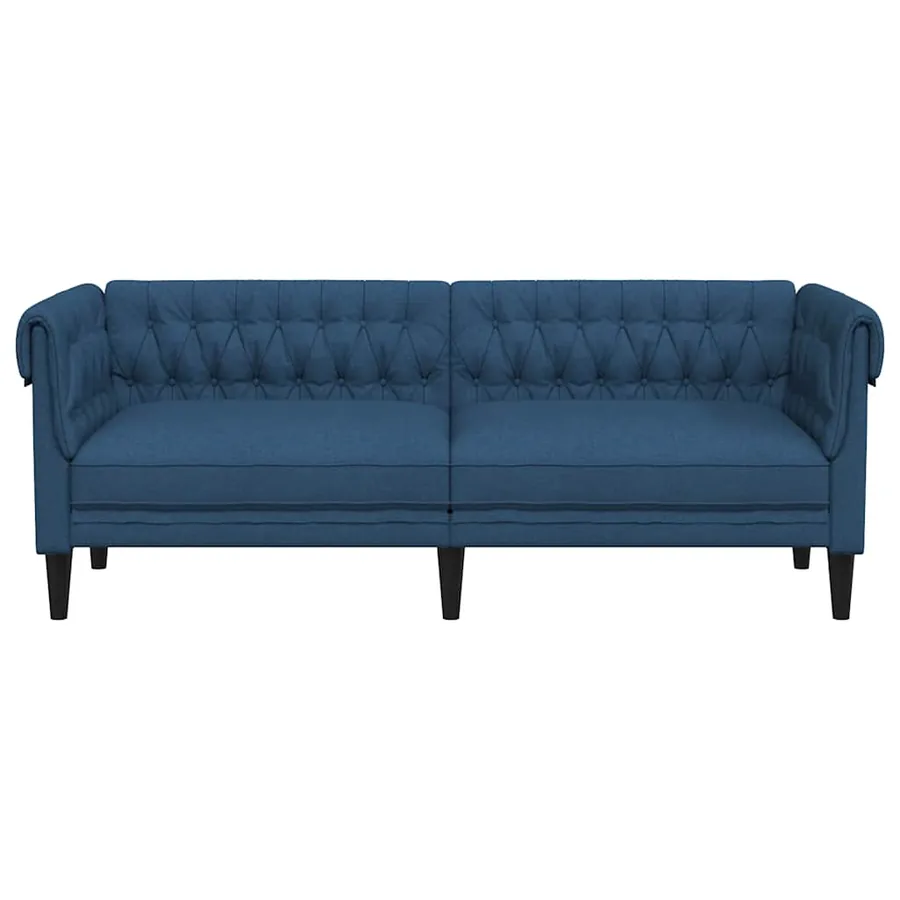Canapé Chesterfield 3 places bleu tissu - 4