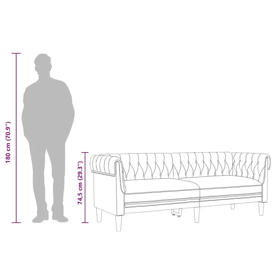 Canapé Chesterfield 3 places gris foncé tissu - 10