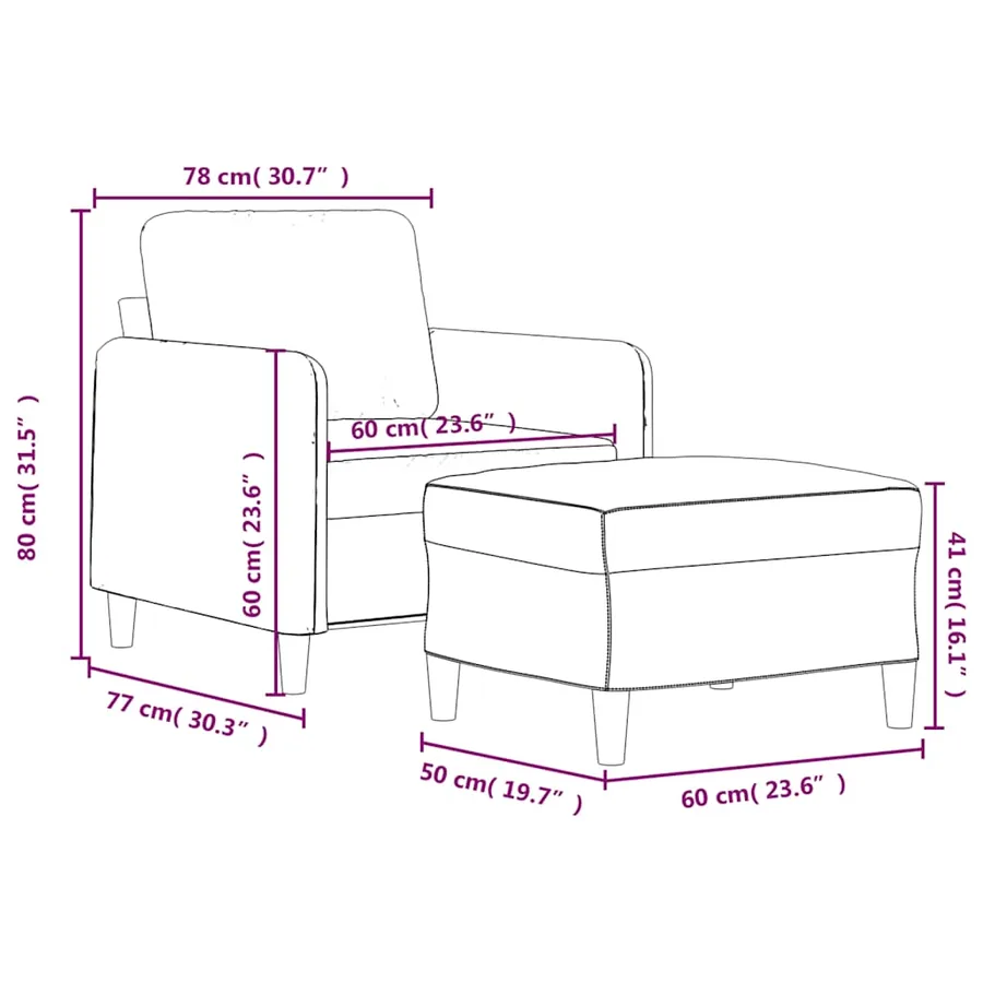Fauteuil avec repose-pied jaune 60 cm velours - 7