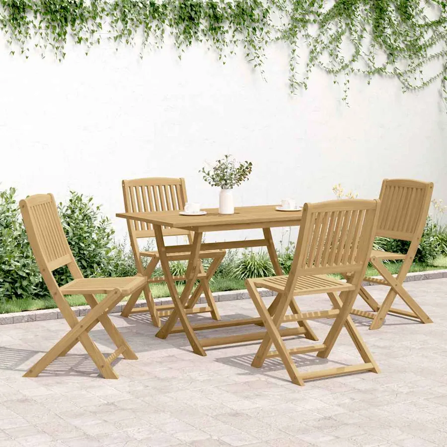 Chaises pliables de jardin lot de 4 bois massif d'acacia - 3