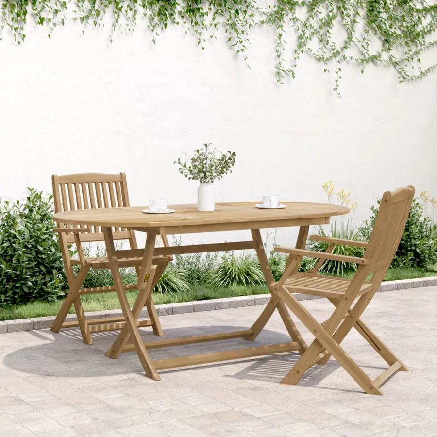 Table pliable de jardin 160x85x75 cm bois d'acacia solide - 3